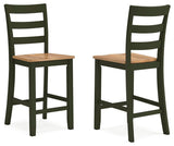 Gesthaven Natural/Green Counter Height Barstool, Set of 2 from Ashley Furniture - Luna Furniture