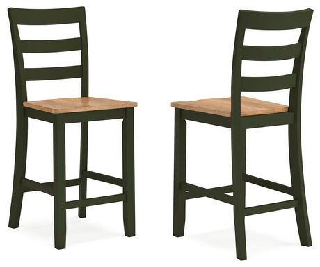 Gesthaven Natural/Green Counter Height Barstool, Set of 2 from Ashley Furniture - Luna Furniture
