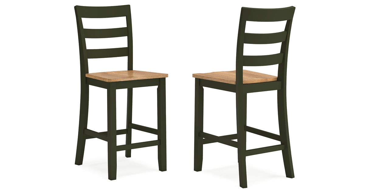 Gesthaven Natural/Green Counter Height Barstool, Set of 2 from Ashley Furniture - Luna Furniture