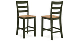 Gesthaven Natural/Green Counter Height Barstool, Set of 2 from Ashley Furniture - Luna Furniture