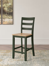 Gesthaven Natural/Green Counter Height Dining Table and 4 Barstools from Ashley - Luna Furniture