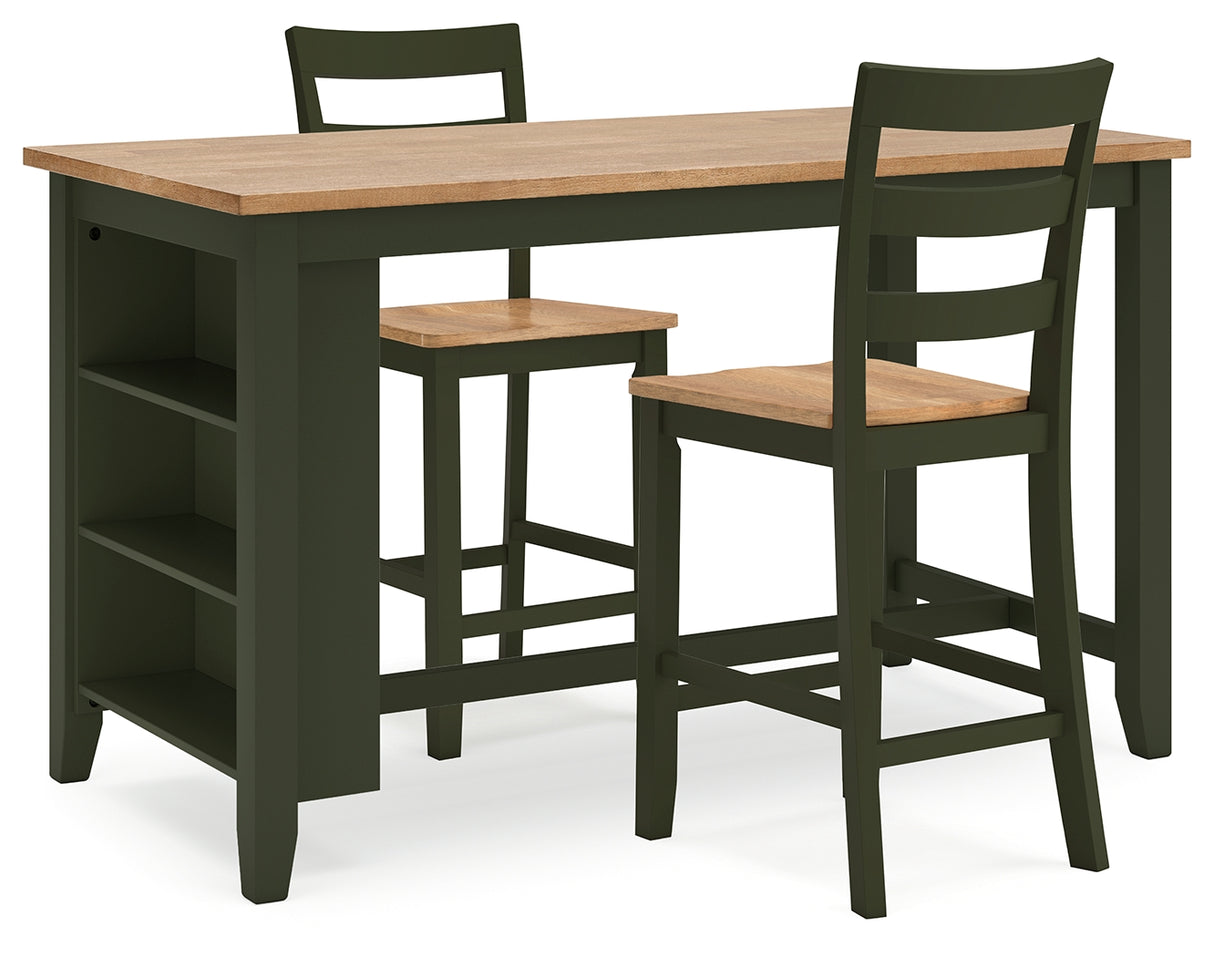 Gesthaven Natural/Green Counter Height Dining Table and 4 Barstools from Ashley - Luna Furniture