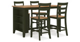 Gesthaven Natural/Green Counter Height Dining Table and 4 Barstools from Ashley - Luna Furniture