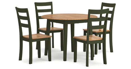Gesthaven Natural/Green Dining Table and 4 Chairs from Ashley - Luna Furniture