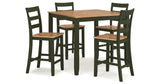 Gesthaven Natural/Green Counter Height Dining Table and 4 Barstools (Set of 5) from Ashley Furniture - Luna Furniture