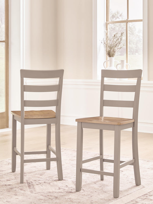 Harperfeld Natural/Gray Counter Height Barstool, Set of 2