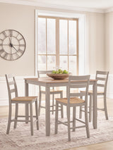 Harperfeld Natural/Gray Counter Height Dining Table and 4 Counter Stools from Ashley - Luna Furniture