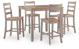 Harperfeld Natural/Gray Counter Height Dining Table and 4 Counter Stools from Ashley - Luna Furniture