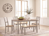 Harperfeld Natural/Gray Dining Table and 4 Chairs and Bench (Set of 6) from Ashley - Luna Furniture