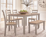 Harperfeld Natural/Gray Dining Table and 4 Chairs and Bench (Set of 6) from Ashley - Luna Furniture