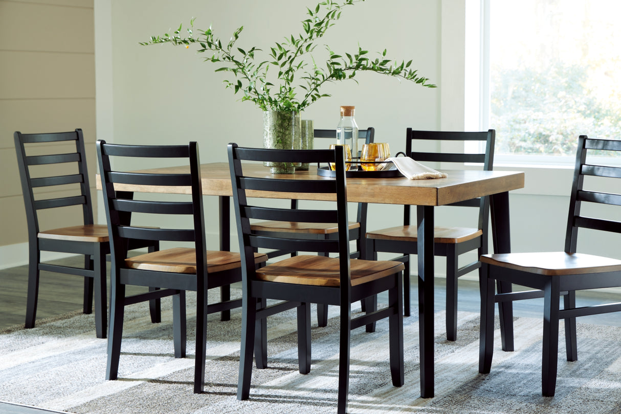 Blondon Brown/Black Dining Table and 6 Chairs from Ashley - Luna Furniture