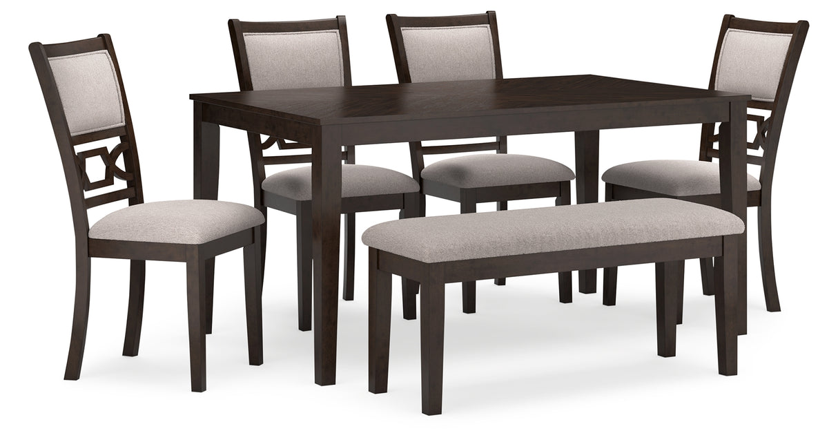 Langwest Brown Dining Table and 4 Chairs and Bench, Set of 6 from Ashley - Luna Furniture
