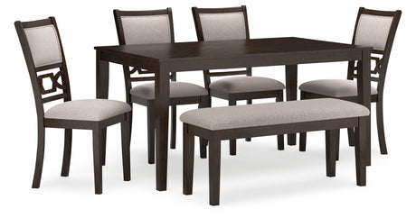 Langwest Brown Dining Table and 4 Chairs and Bench (Set of 6) from Ashley - Luna Furniture