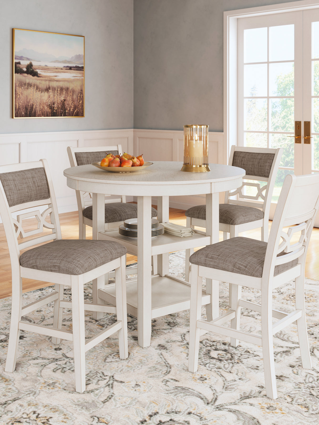 Erinberg Antique White Counter Height Dining Table and 4 Barstools (Set of 5) from Ashley Furniture - Luna Furniture