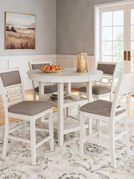 Erinberg Antique White Counter Height Dining Table and 4 Barstools (Set of 5) from Ashley Furniture - Luna Furniture