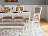 Erinberg Antique White Dining Table and 4 Chairs and Bench (Set of 6) from Ashley Furniture - Luna Furniture