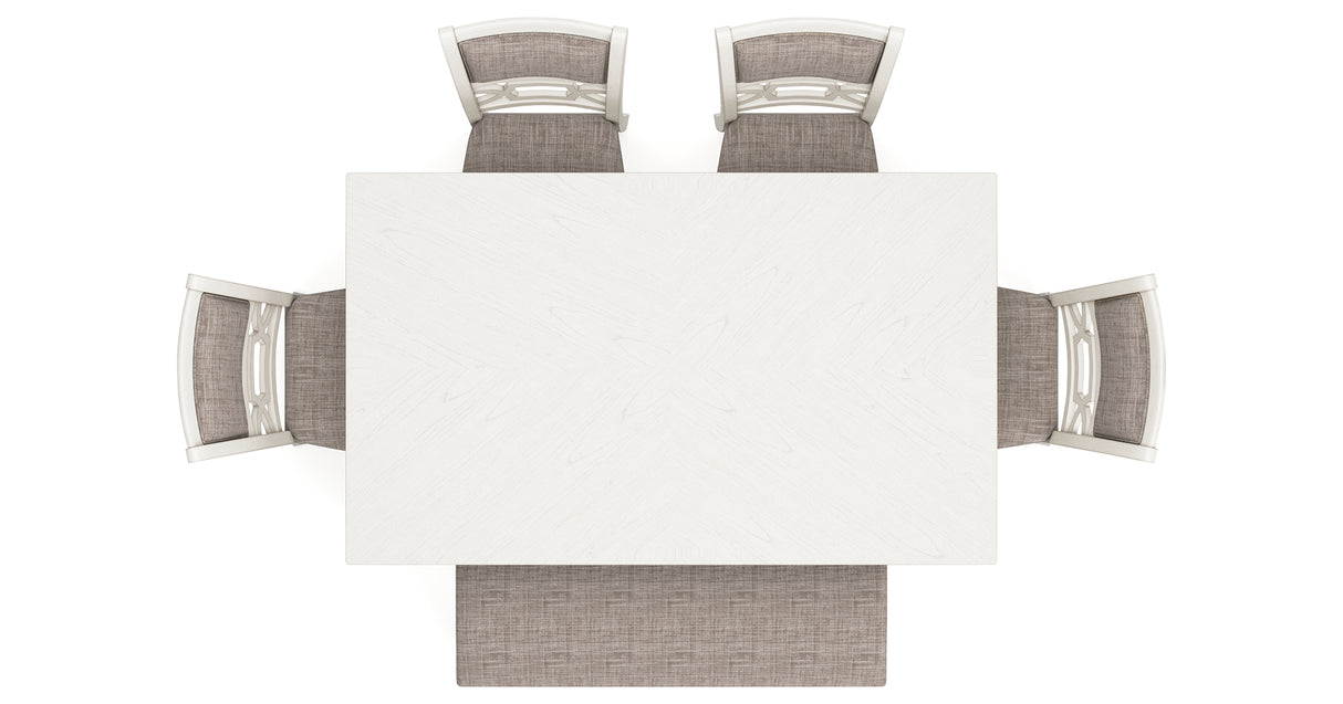 Erinberg Antique White Dining Table and 4 Chairs and Bench (Set of 6) from Ashley Furniture - Luna Furniture
