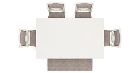 Erinberg Antique White Dining Table and 4 Chairs and Bench (Set of 6) from Ashley Furniture - Luna Furniture