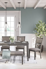 Wrenning Gray Dining Table and 4 Chairs and Bench (Set of 6) from Ashley Furniture - Luna Furniture