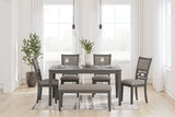 Wrenning Gray Dining Table and 4 Chairs and Bench (Set of 6) from Ashley Furniture - Luna Furniture