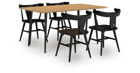 Gretlynn Dining Table and 4 Chairs in Black/Natural from Ashley Furniture - Luna Furniture
