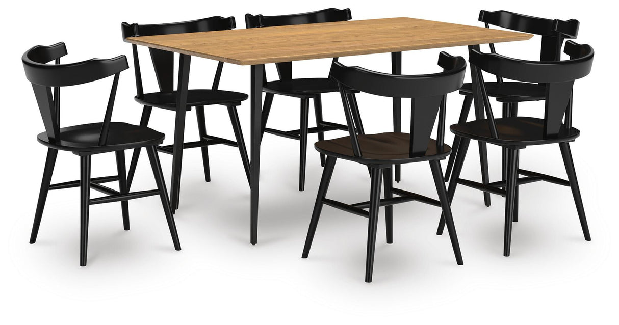 Gretlynn Dining Table and 4 Chairs in Black/Natural from Ashley - Luna Furniture