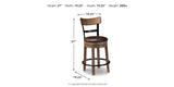 Pinnadel Grayish Brown Counter Height Bar Stool (Set of 2) from Ashley - Luna Furniture