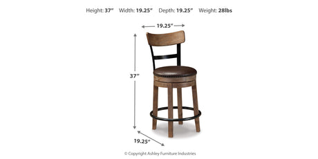 Pinnadel Grayish Brown Counter Height Bar Stool (Set of 2) from Ashley - Luna Furniture