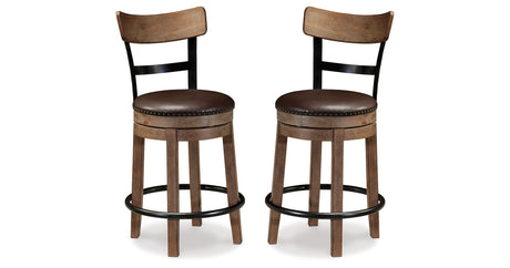 Pinnadel Grayish Brown Counter Height Bar Stool (Set of 2) from Ashley - Luna Furniture