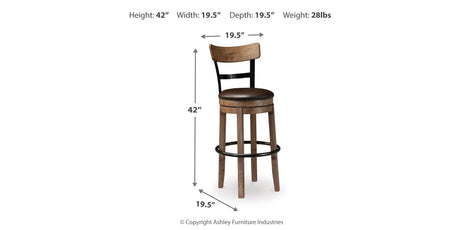 Pinnadel Grayish Brown Bar Height Bar Stool (Set of 2) from Ashley - Luna Furniture