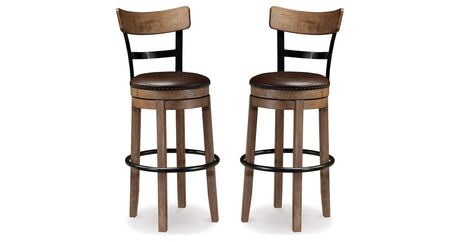 Pinnadel Grayish Brown Bar Height Bar Stool (Set of 2) from Ashley - Luna Furniture