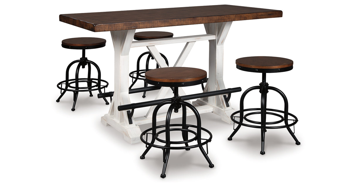 Valebeck White/Brown 5-Piece Counter Height Set w/ Stools from Ashley Furniture - Luna Furniture