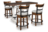 Valebeck Brown Counter Height Dining Table and 4 Barstools