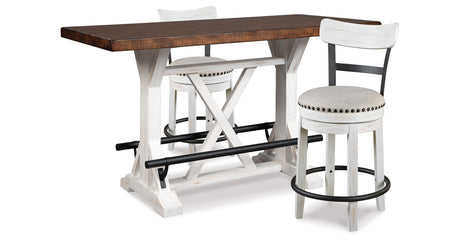 Valebeck White Counter Height Dining Table and 2 Barstools from Ashley - Luna Furniture