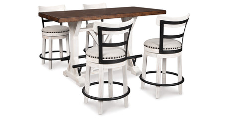 Valebeck Counter Height Dining Table and 4 Barstools in White from Ashley - Luna Furniture