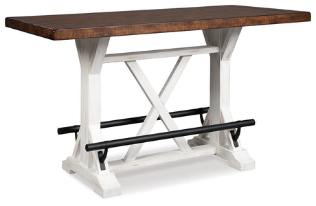 Valebeck White/Brown Counter Height Dining Table and 4 Barstools from Ashley - Luna Furniture