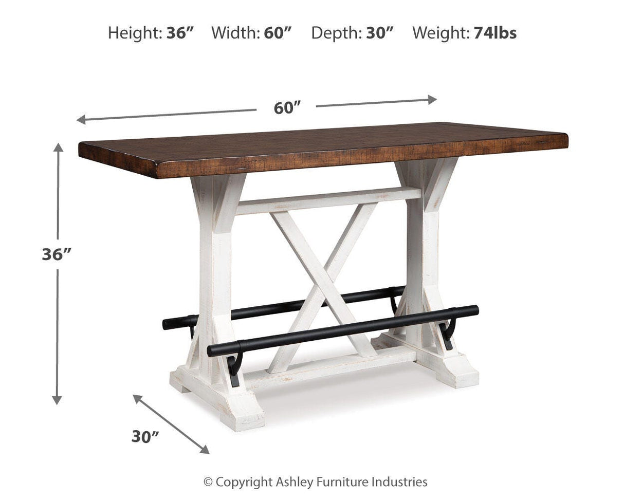 Valebeck White/Brown Counter Height Dining Table and 4 Barstools from Ashley Furniture - Luna Furniture