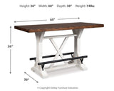 Valebeck White/Brown Counter Height Dining Table and 4 Barstools from Ashley Furniture - Luna Furniture