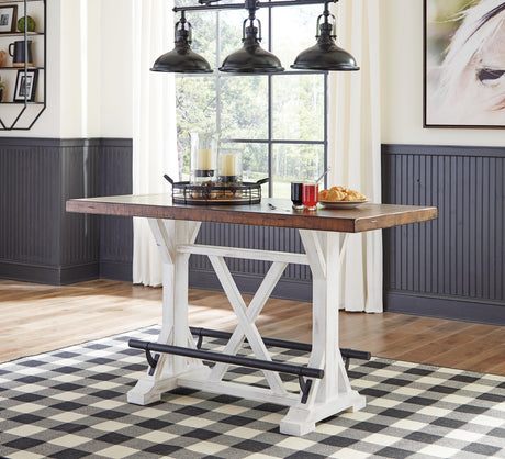 Valebeck White/Brown Counter Height Dining Table and 8 Barstools from Ashley Furniture - Luna Furniture