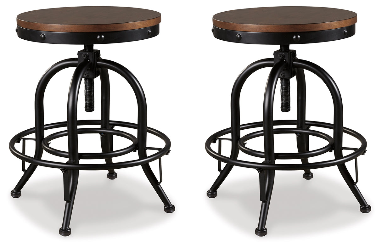Valebeck Brown/Black Counter Height Barstool, Set of 2 from Ashley - Luna Furniture