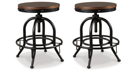 Valebeck Brown/Black Counter Height Barstool, Set of 2 from Ashley - Luna Furniture