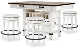 Valebeck White/Brown Multi Counter Height Dining Table and 4 Barstools from Ashley Furniture - Luna Furniture