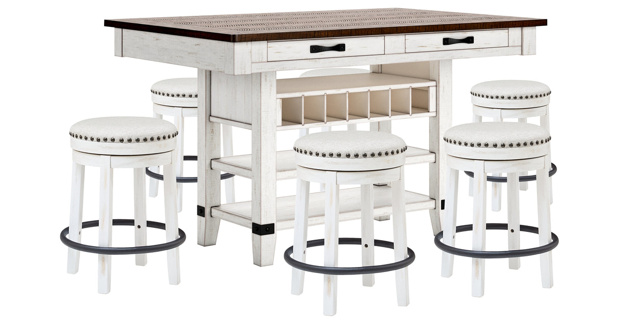 Valebeck Counter Height Dining Table and 6 Barstools