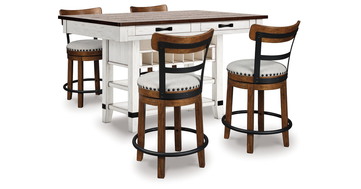 Valebeck White/Brown Counter Height Dining Table and 4 Barstools from Ashley Furniture - Luna Furniture
