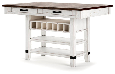Valebeck White/Brown Counter Height Dining Table and 6 Barstools from Ashley - Luna Furniture