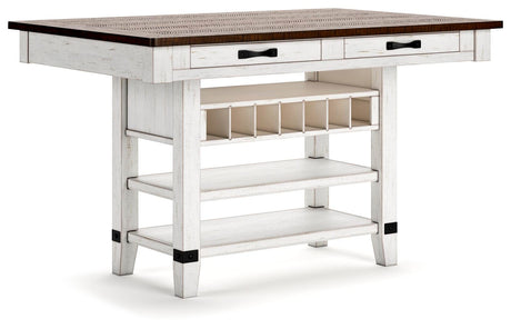 Valebeck White/Brown Counter Height Dining Table and 6 Barstools from Ashley - Luna Furniture
