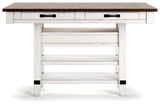 Valebeck White/Brown Counter Height Dining Table and 6 Barstools