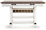 Valebeck White/Brown Counter Height Dining Table and 6 Barstools