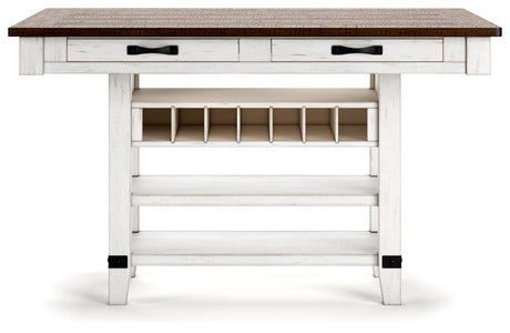 Valebeck White/Brown Counter Height Dining Table and 6 Barstools from Ashley - Luna Furniture