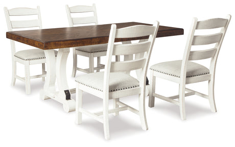 Valebeck Dining Table and 8 Chairs in White/Brown from Ashley Furniture - Luna Furniture